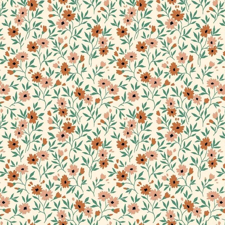 Tela de flores en tonos caldreras