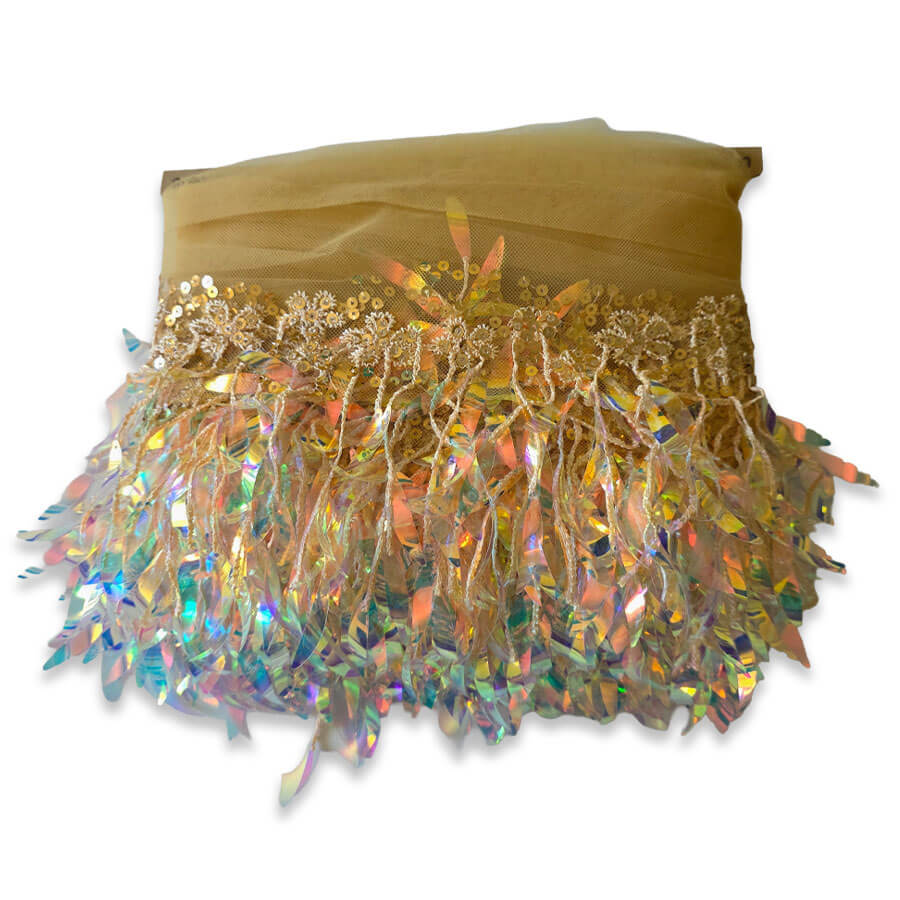 Fleco Paillet amarillo de 16 cm para danza y espectáculo