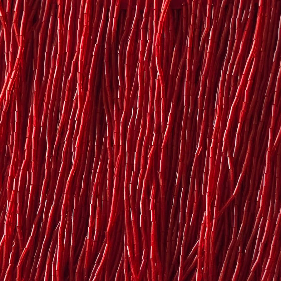 Pasamanería de canutillos de 15 cm para danza y vestuario detalles en rojo