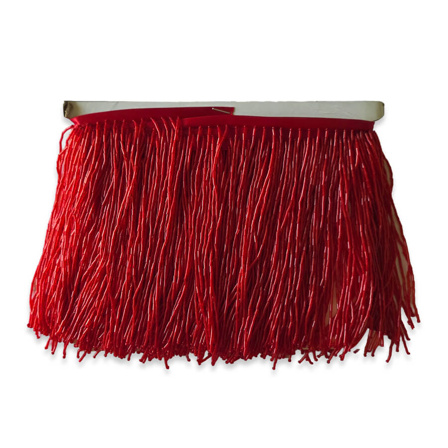 Fleco de canutillos rojo de 15 cm para confección decorativa pieza 5M
