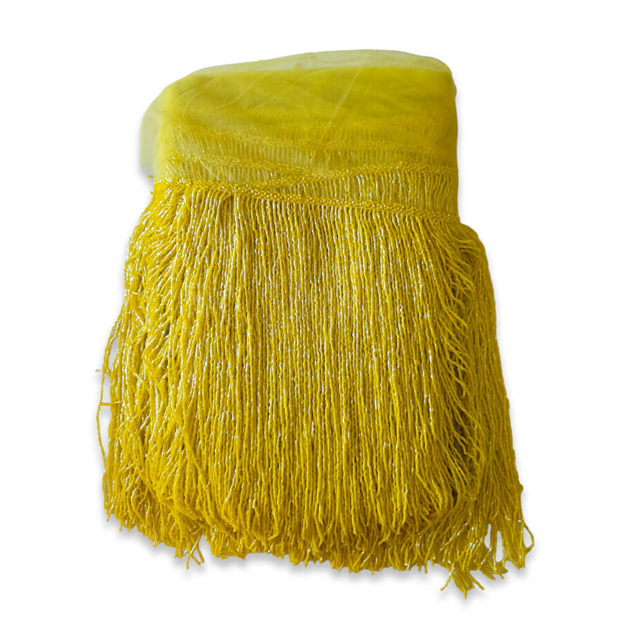 Fleco largo de pedrería amarillo con caídas finas