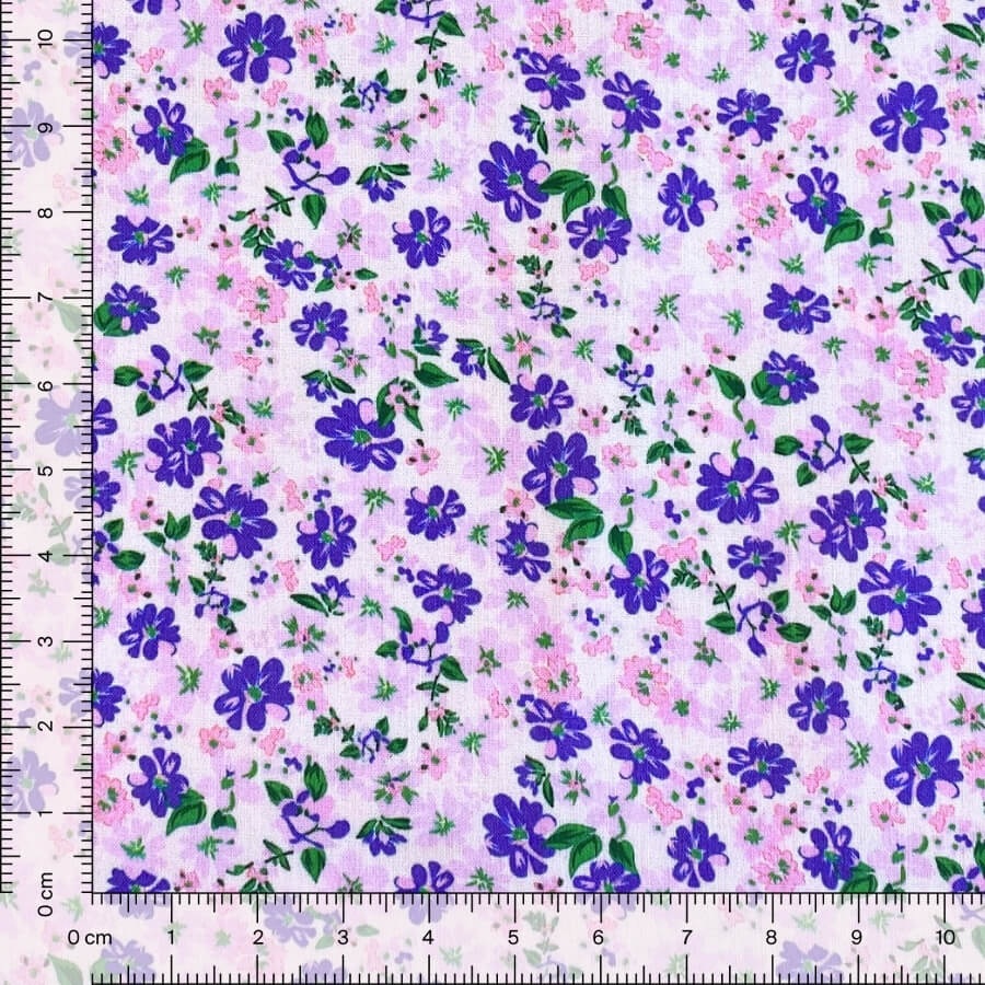 Tela de Algodón Violeta Estampado Floral 150 cm - Imagen 7