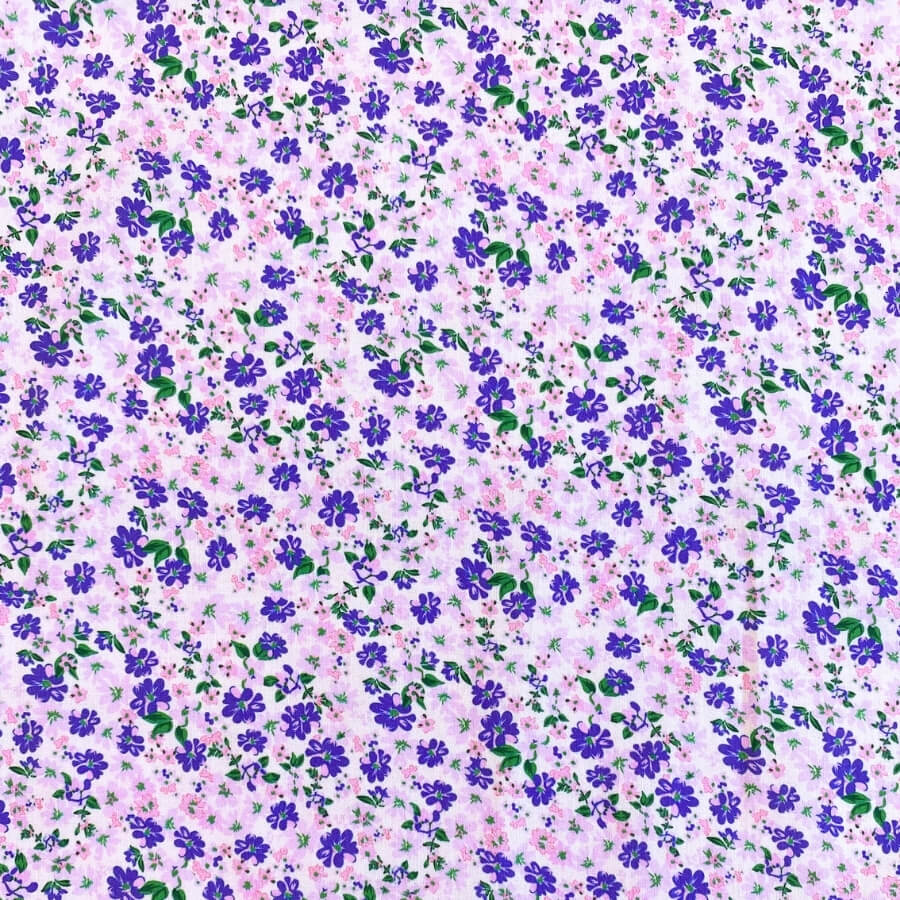 Tela de Algodón Violeta Estampado Floral 150 cm - Imagen 5