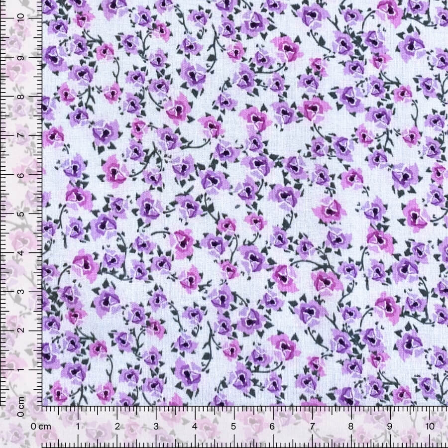Tela de Algodón Violeta Estampado Floral 150 cm - Imagen 13