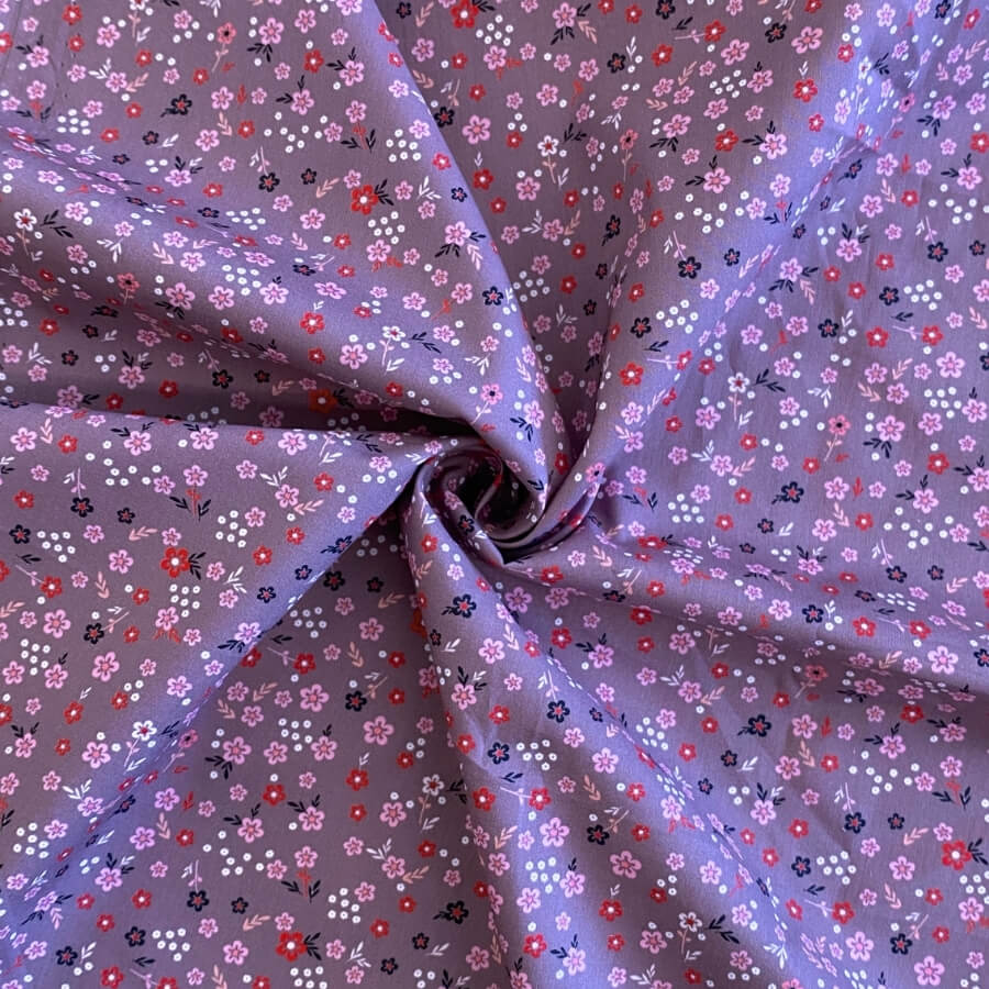 Tela de Algodón Violeta Estampado Floral 150 cm - Imagen 24